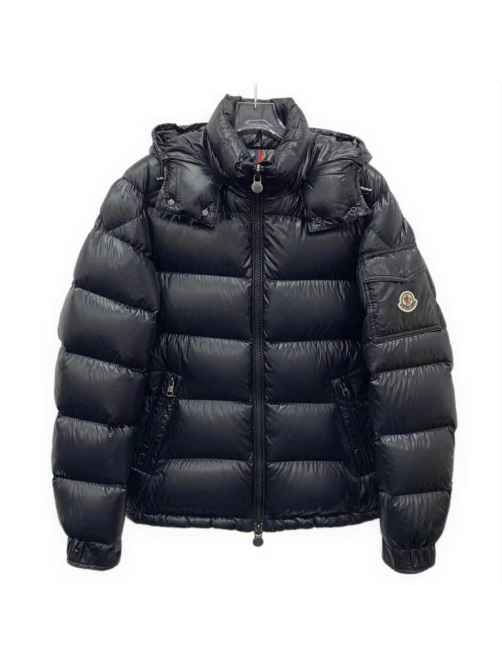 Moncler Maya Black Logo Patch Hooded Zip Down Jacket